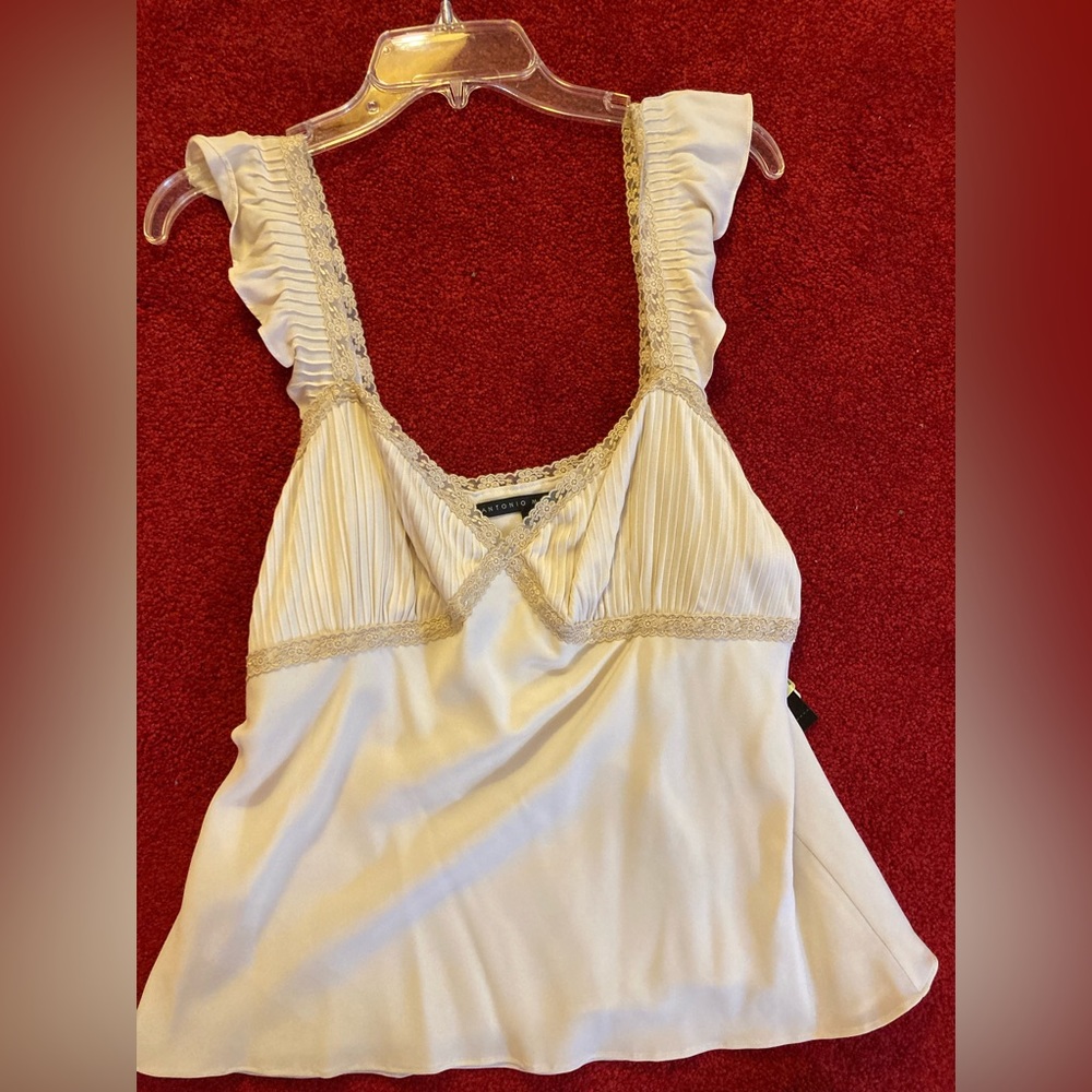 Silky Ivory Ruffle Strap Blouse